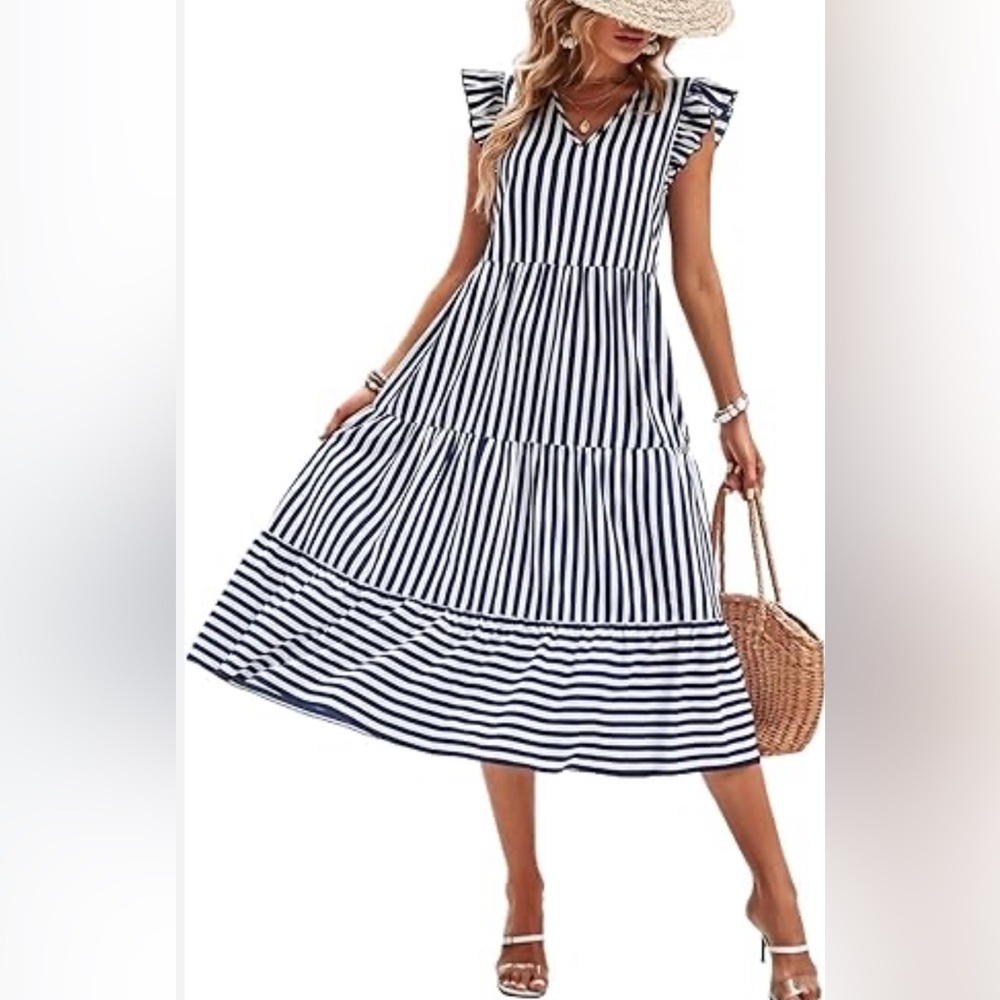 SHEIN smocked summer dress with ruffle hem size L
